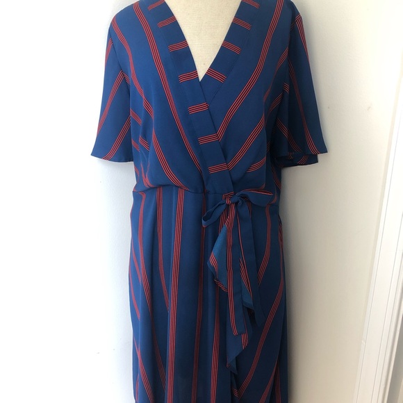 Monteau Striped Faux Wrap Dress - Picture 2 of 3